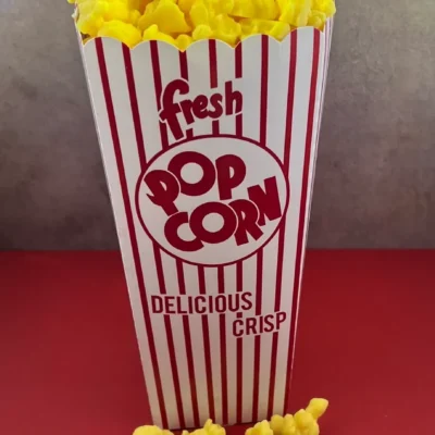 A box of popcorn on the table