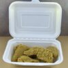 A white container with fried chicken.